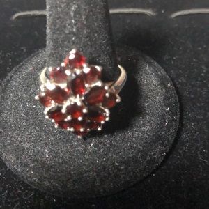 Garnet ring with sterling band